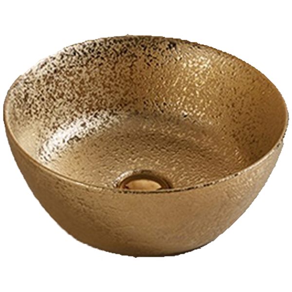 American Imaginations Gold Ceramic Vessel Round Bathroom Sink (14.09-in x 14.09-in)