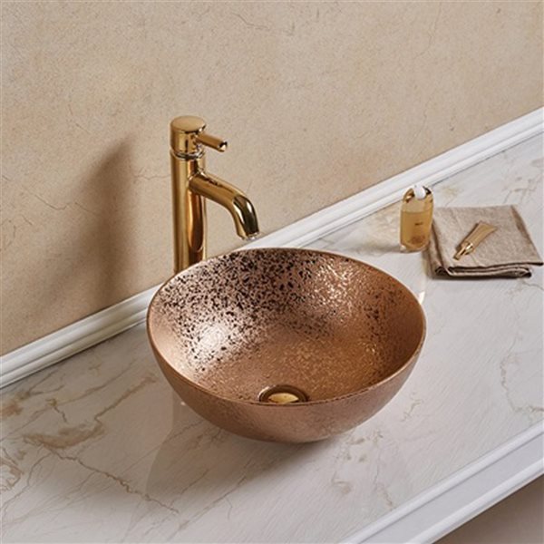 American Imaginations Oil-Rubbed Bronze Ceramic Vessel Round Bathroom Sink (16.34-in x 16.34-in)