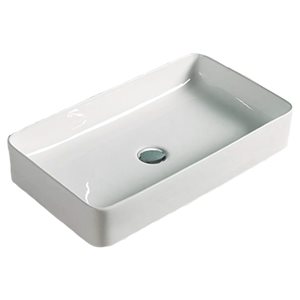 American Imaginations White Ceramic Vessel Rectangular Bathroom Sink (15-in x 23.8-in)
