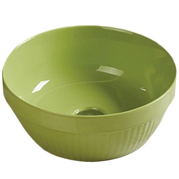 American Imaginations Round Olive Ceramic Vessel Bathroom Sink (14.09-in x 14.09-in)