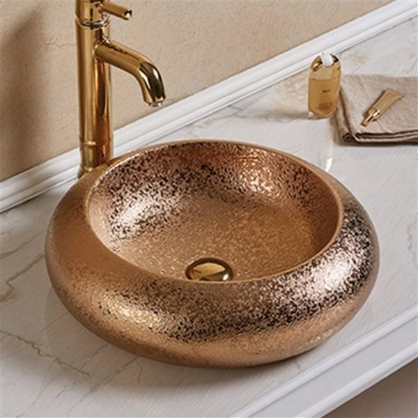 American Imaginations OilRubbed Bronze Ceramic Vessel Round Bathroom Sink (19.3in x 19.3in
