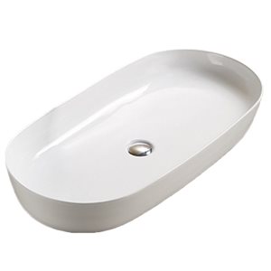 Vasque de salle de bain American Imaginations ovale en céramique blanche (16.34 po x 32.09 po)