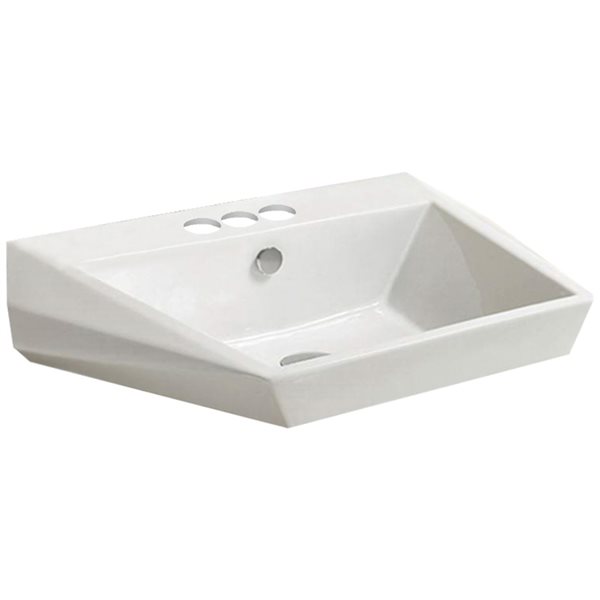American Imaginations White Rectangular Ceramic Wall-Mount Bathroom Sink - Overflow Drain Included (18.3-in x 27.2-in)