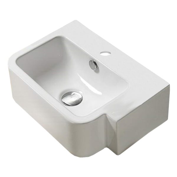 American Imaginations Rectangular White Ceramic Vessel Bathroom Sink ...