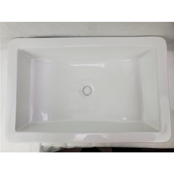 Vasque de salle de bain American Imaginations rectangulaire en céramique blanche (15 po x 23 po)