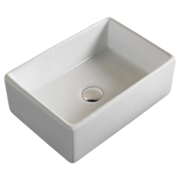 American Imaginations White Ceramic Rectangular Vessel Bathroom Sink (15-in x 23-in)