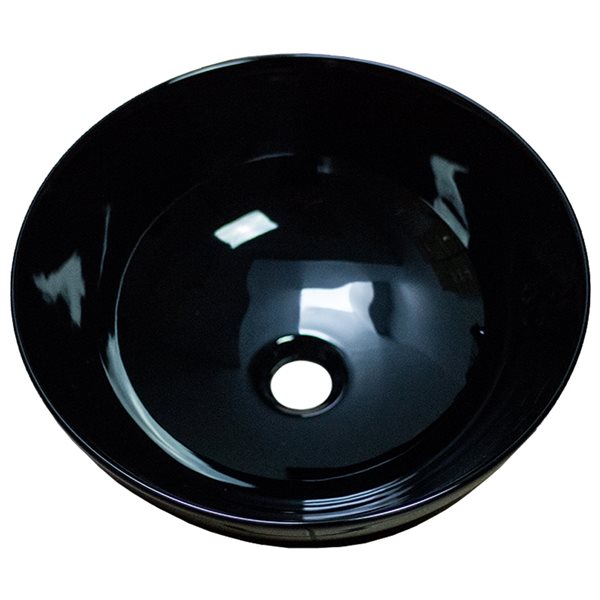 American Imaginations 14.09-in x 14.09-in Black Round Ceramic Vessel Bathroom Sink
