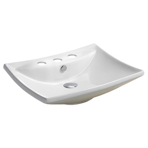 American Imaginations Rectangular White Ceramic Wall-Mount Bathroom Sink - Overflow Drain Included (17.9-in x 23.8-in)