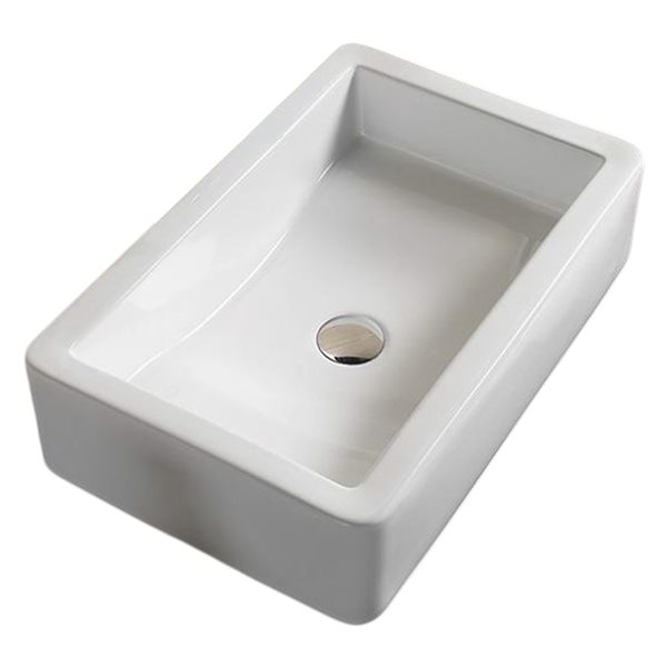 American Imaginations Rectangular White Ceramic Vessel Bathroom Sink (15.4-in x 23.6-in)
