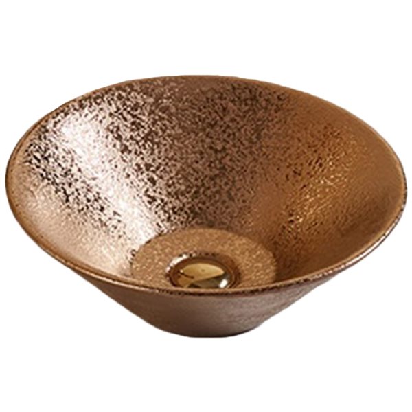 American Imaginations Round Oil-Rubbed Bronze Ceramic Vessel Bathroom Sink (16.14-in x 16.14-in)