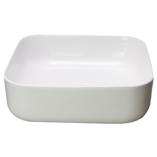 American Imaginations Square White Ceramic Vessel Bathroom Sink (15.2-in x 15.2-in)