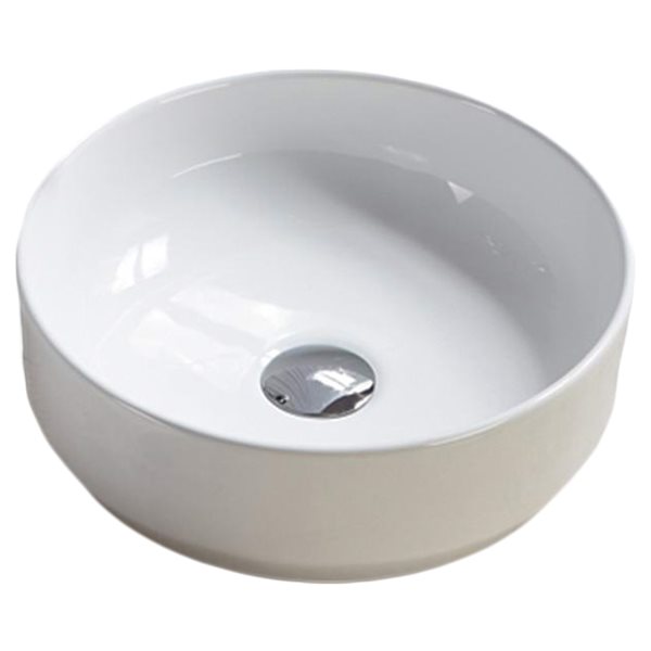 American Imaginations White Ceramic Vessel Round Bathroom Sink (14-in x 14-in)