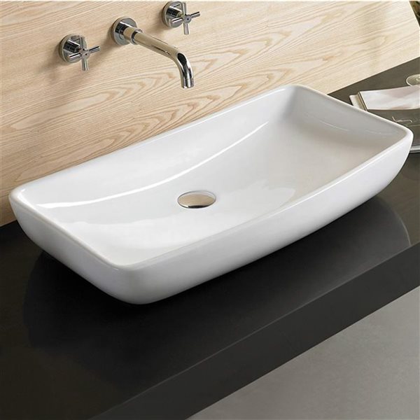 American Imaginations White Ceramic Vessel Rectangular Bathroom Sink (15.2-in x 27.8-in)