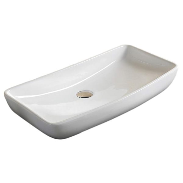 American Imaginations White Ceramic Vessel Rectangular Bathroom Sink (15.2-in x 27.8-in)
