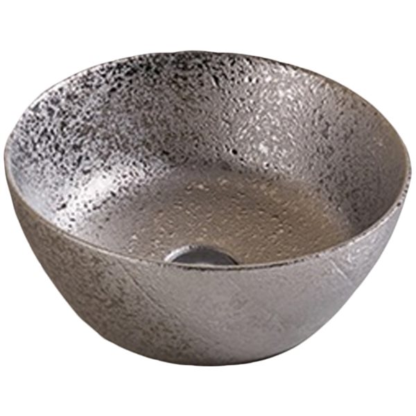 American Imaginations Silver Ceramic Vessel Round Bathroom Sink (14.09-in x 14.09-in)