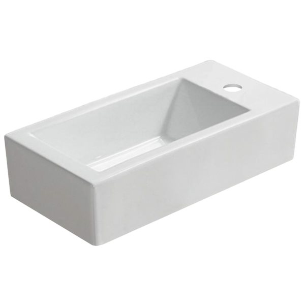 American Imaginations White Ceramic Wall-Mount Rectangular Bathroom Sink (9.4-in x 19.7-in)