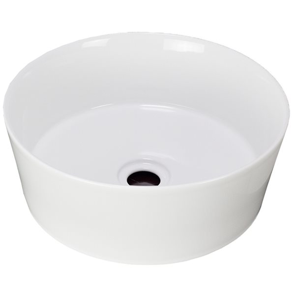 American Imaginations White Round Ceramic Vessel Bathroom Sink (14.4-in x 14.4-in)
