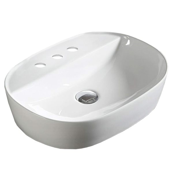 American Imaginations Oval White Ceramic Vessel Bathroom Sink (15-in x 19.7-in)