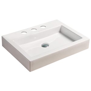American Imaginations Rectangular White Ceramic Vessel Bathroom Sink (18.3-in x 24-in)