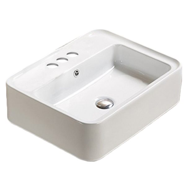American Imaginations Rectangular White Ceramic Vessel Bathroom Sink - Overflow Drain Included (16.73-in x 20.9-in)