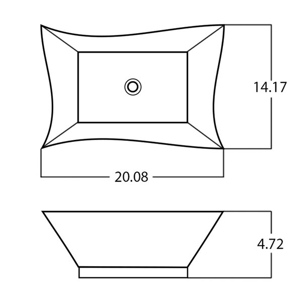 American Imaginations Silver Ceramic Vessel Rectangular Bathroom Sink (14.17-in x 20.08-in)