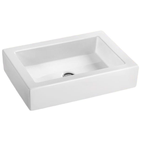 American Imaginations Rectangular White Ceramic Vessel Bathroom Sink (15.7-in x 22-in)