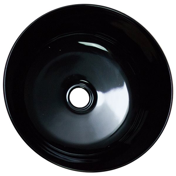 American Imaginations Round Black Ceramic Vessel Bathroom Sink (14.09-in x 14.09-in)