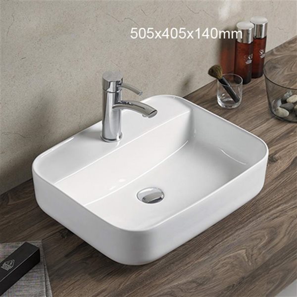 American Imaginations White Ceramic Rectangular Vessel Bathroom Sink (16-in x 20-in)