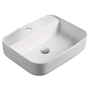 Vasque de salle de bain rectangulaire en céramique blanche par American Imaginations (16 po x 20 po)