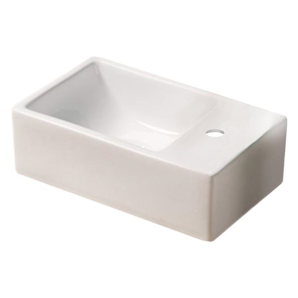 American Imaginations White Ceramic Vessel Rectangular Bathroom Sink (7.3-in x 11.6-in)