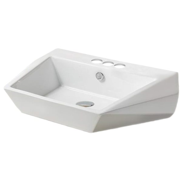 American Imaginations White Rectangular Ceramic Vessel Bathroom Sink - Overflow Drain Included (18.3-in x 27.2-in)