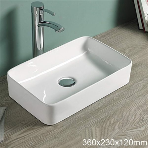 American Imaginations White Ceramic Rectangular Vessel Bathroom Sink (9.1-in x 14.2-in)