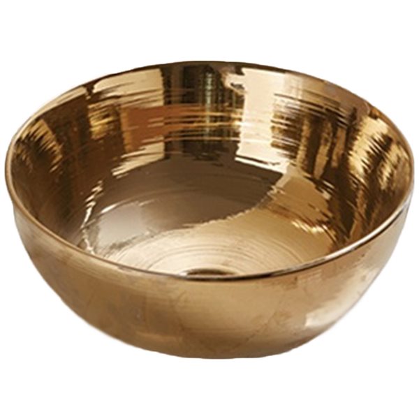 American Imaginations Round Gold Ceramic Vessel Bathroom Sink (14.09-in x 14.09-in)