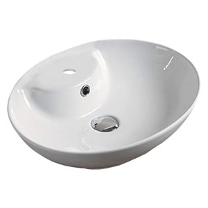 Vasque de salle de bain American Imaginations ovale en céramique blanche, trop-plein inclus (15.9 po x 20.1 po)
