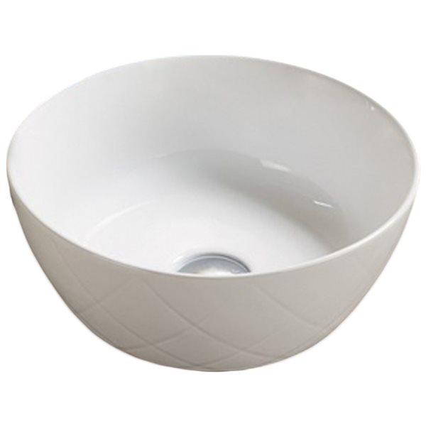 American Imaginations White Ceramic Vessel Round Bathroom Sink (16.34-in x 16.34-in)
