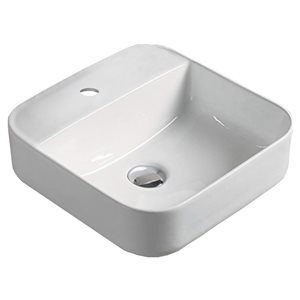 Vasque de salle de bain American Imaginations carrée en céramique blanche (15.4 po x 15.4 po)