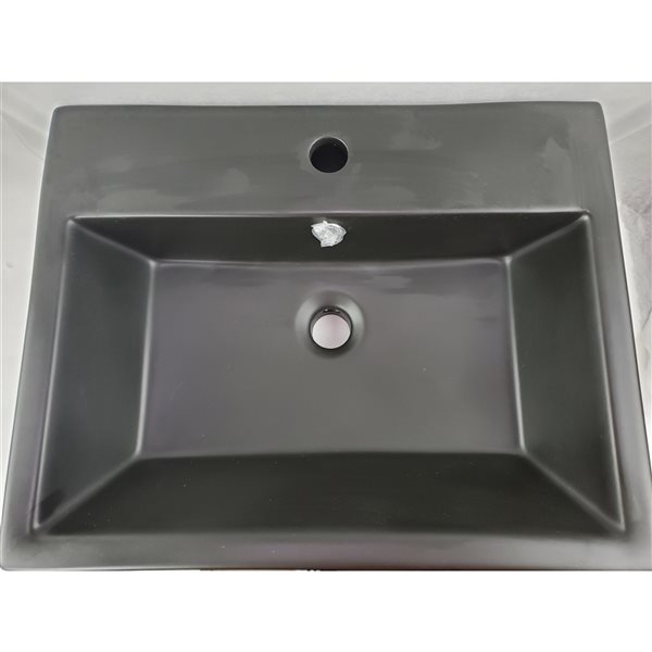 American Imaginations Black Ceramic Rectangular Vessel Bathroom Sink - Overflow Drain Included (16.5-in x 20.9-in)