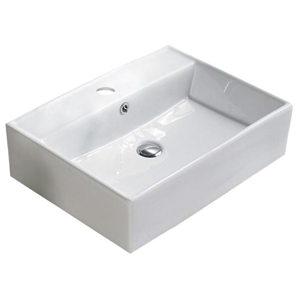 American Imaginations White Ceramic Vessel Rectangular Bathroom Sink - Overflow Drain Included (17.72-in x 23.23-in)