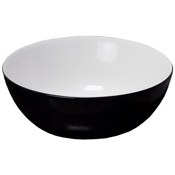 American Imaginations Round Black and White Ceramic Vessel Bathroom Sink (14.09-in x 14.09-in)
