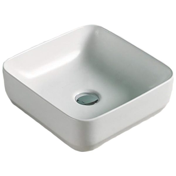 American Imaginations Square White Ceramic Vessel Bathroom Sink (14.2-in x 14.2-in)