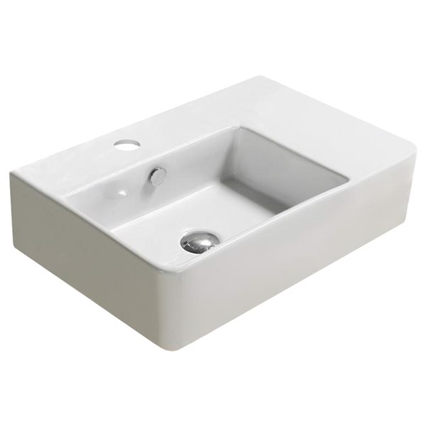 American Imaginations Rectangular White Ceramic Wall-Mount Bathroom Sink with Overflow Drain (16.1-in x 23.8-in)