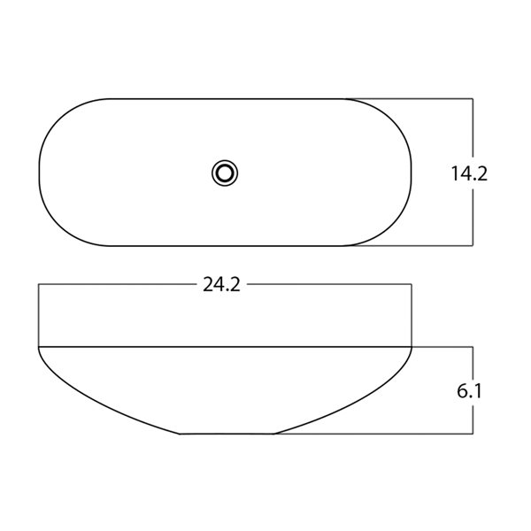 American Imaginations Oval Black Ceramic Vessel Bathroom Sink (14.2-in x 24.2-in)