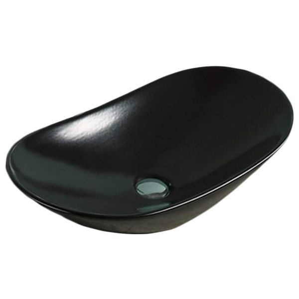 American Imaginations Oval Black Ceramic Vessel Bathroom Sink (14.2-in x 24.2-in)