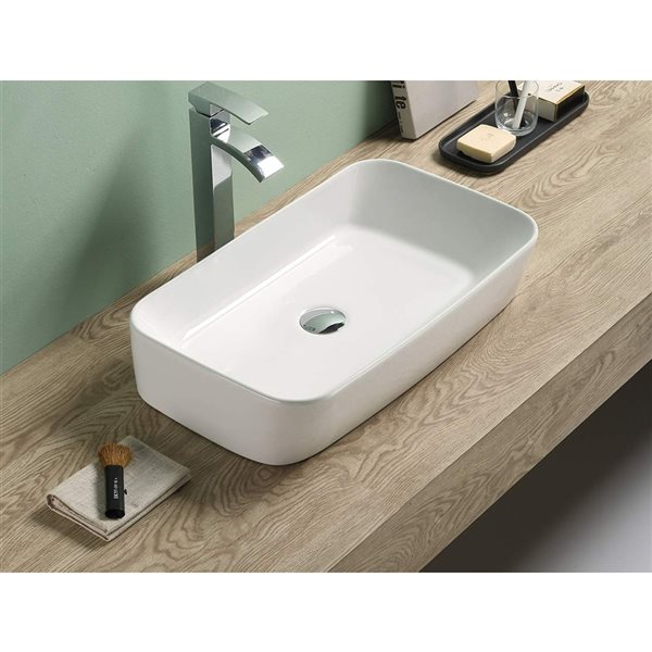 American Imaginations Rectangular White Ceramic Vessel Bathroom Sink (13.58-in x 22.72-in)