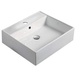 American Imaginations White Ceramic Rectangular Vessel Bathroom Sink - Overflow Drain Included (18.1-in x 20.7-in)