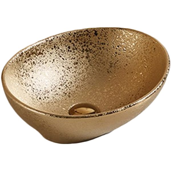 American Imaginations Gold Ceramic Vessel Oval Bathroom Sink (13-in x 15.94-in)