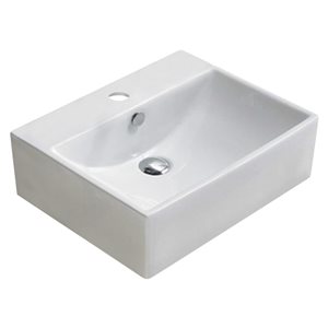 Vasque de salle de bain American Imaginations rectangulaire en céramique blanche, trop-plein inclus (16.1 po x 19.7 po)