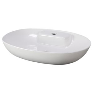 Vasque de salle de bain American Imaginations ovale en céramique blanche (16.9 po x 24.2 po)
