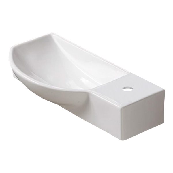 American Imaginations White Ceramic Wall-Mount Rectangular Bathroom Sink (9.3-in x 19.9-in)
