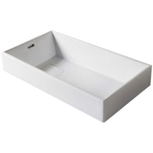 American Imaginations White Ceramic Rectangular Vessel Bathroom Sink - Overflow Drain Included (16-in x 28-in)